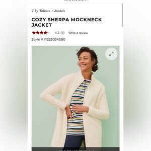 T by Talbots Cozy Sherpa Mockneck Jacket